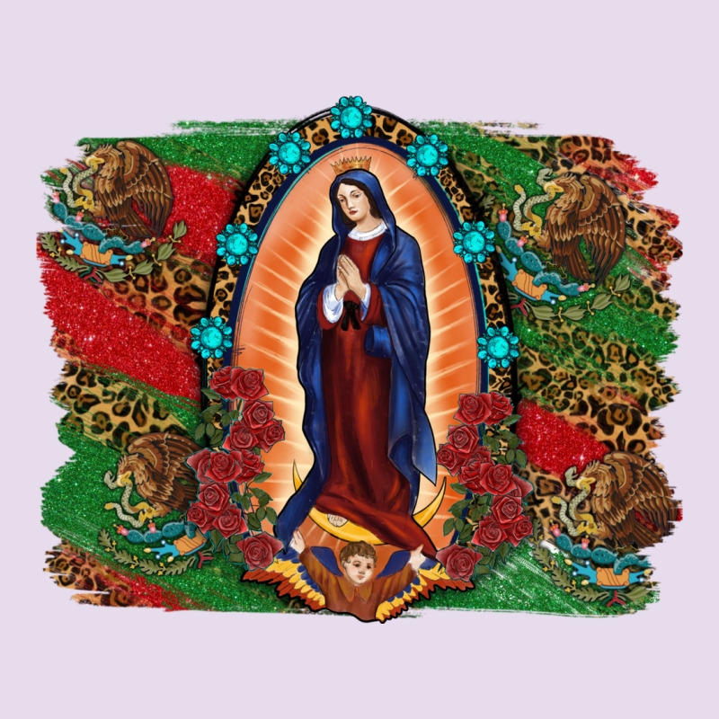 Mexican Flag Lady Of Guadalupe Distressed Backgrou Premium Hoodie by RanaPortraitStore | Teevron