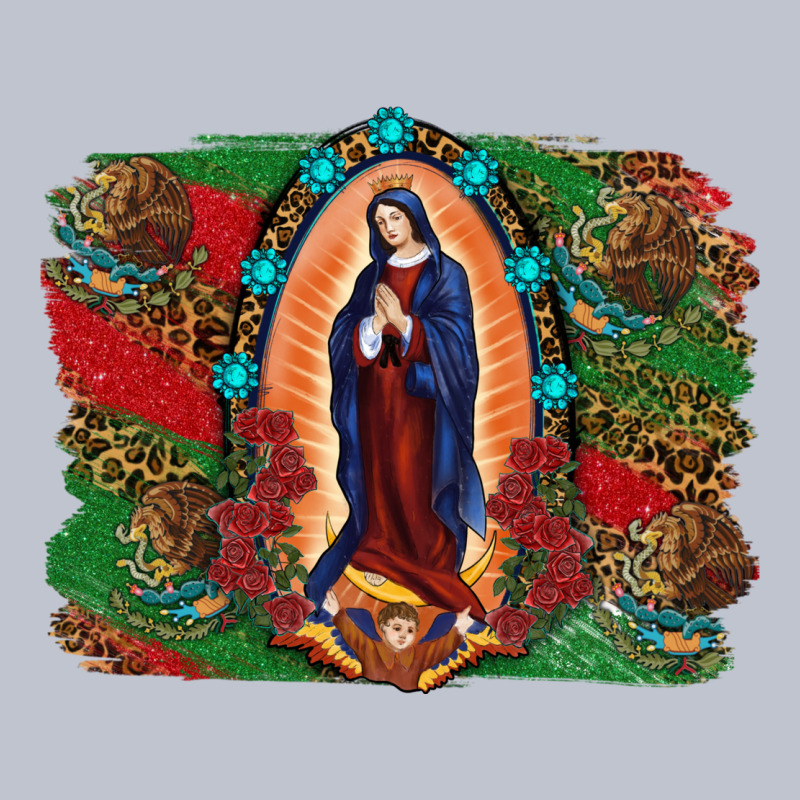 Mexican Flag Lady Of Guadalupe Distressed Backgrou Premium Hoodie by RanaPortraitStore | Teevron