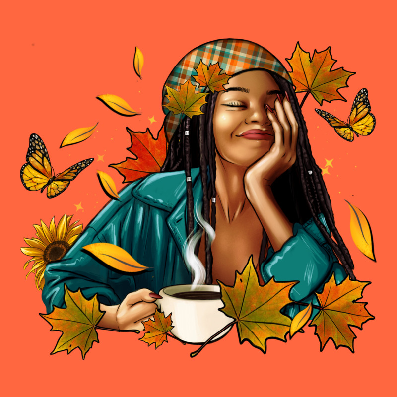 Fall Afro Woman With Coffee Premium Hoodie by RanaPortraitStore | Teevron