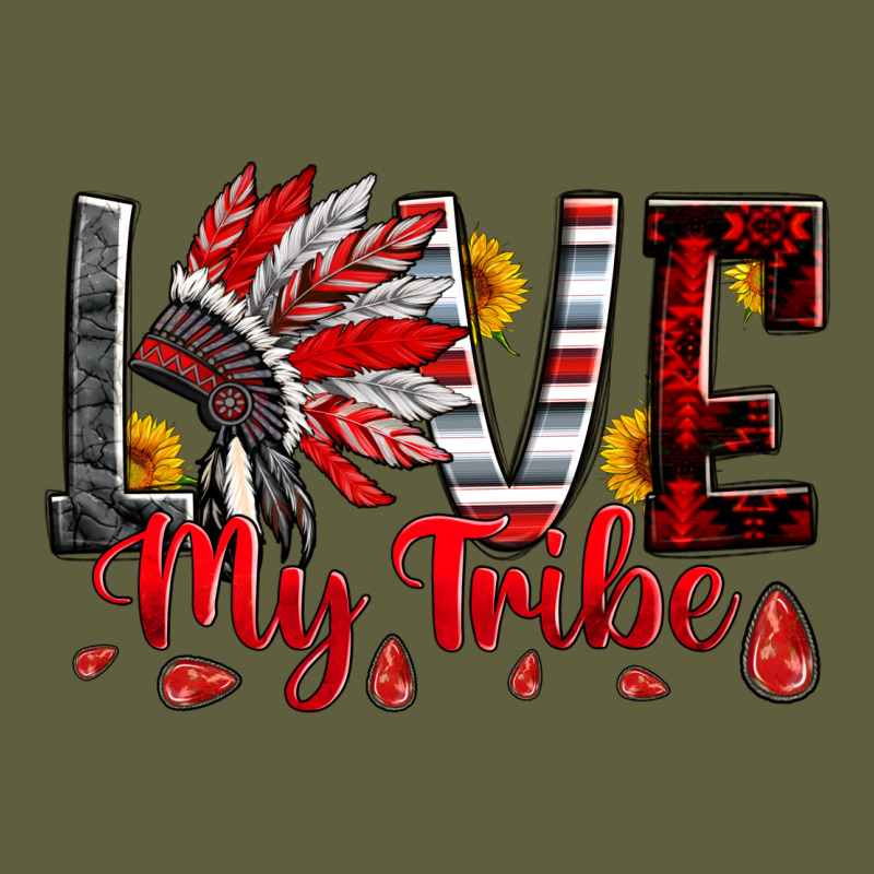 Red Black Grey White Love My Tribe Indian Headdres Vintage Tee by Artiststas | Teevron