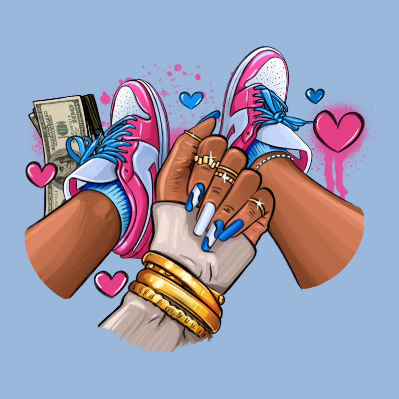 Pink And Blue Sneaker Girl Premium Hoodie by RanaPortraitStore | Teevron