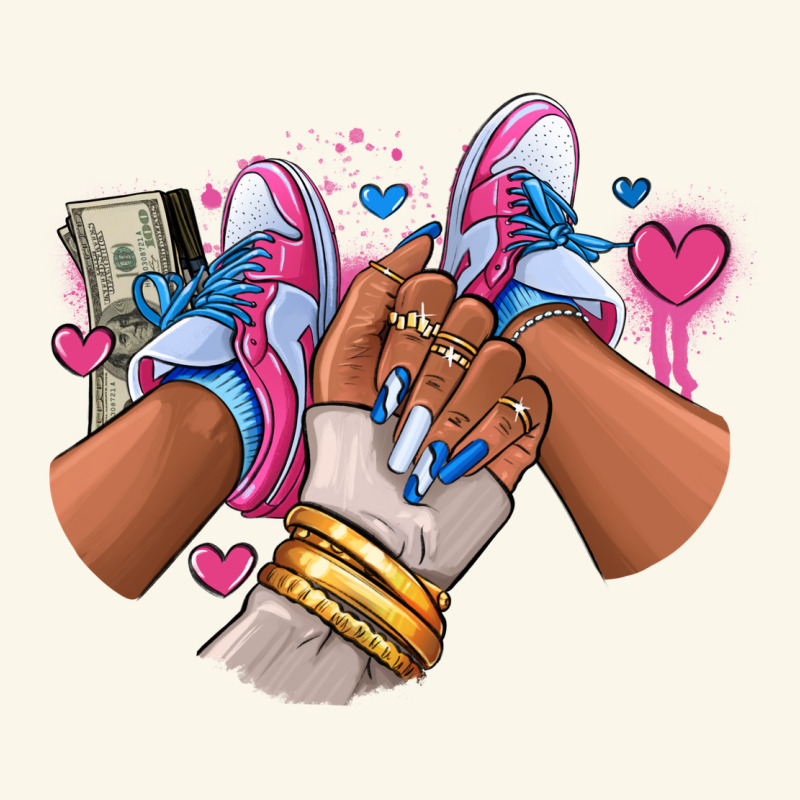 Pink And Blue Sneaker Girl Premium Hoodie by RanaPortraitStore | Teevron