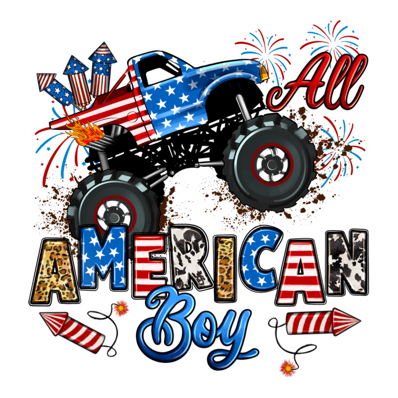 Fourth Of July Monster Truck All American Boy Premium Hoodie by RanaPortraitStore | Teevron