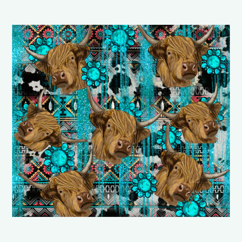 Western Aztec Highland Cow Premium Hoodie by RanaPortraitStore | Teevron