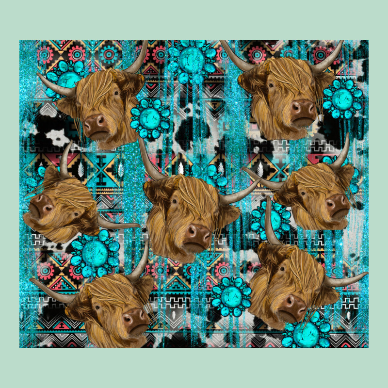 Western Aztec Highland Cow Premium Hoodie by RanaPortraitStore | Teevron