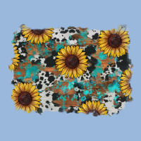 Western Sunflowers Turquoise Cowhide Background Premium Hoodie | Teevron