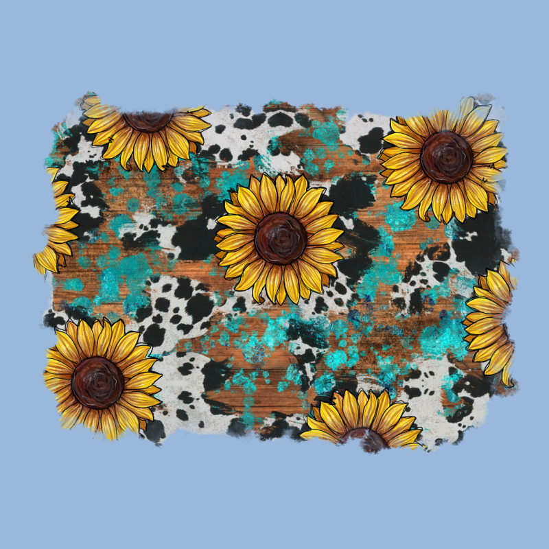 Western Sunflowers Turquoise Cowhide Background Premium Hoodie by RanaPortraitStore | Teevron