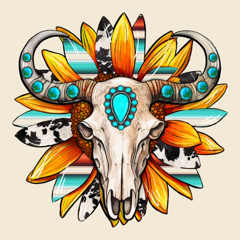 Western Bull Skull Sunflower Premium Hoodie by MaliasSmallBusiness | Teevron