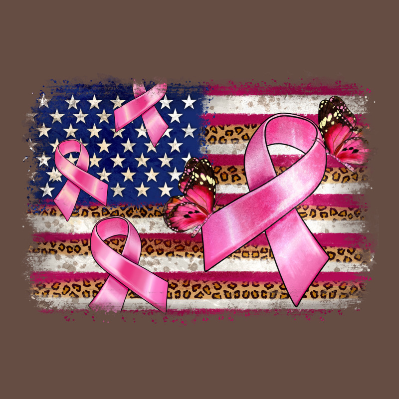Breast Cancer American Flag Background Long Sleeve Tee by BarkalooDesign | Teevron