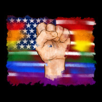 Lgbtq Flag And American Flag With Hand Ladies Tee | Teevron