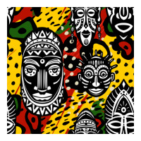 african masks colorful seamless pattern | Teevron