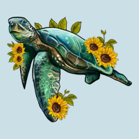 Sea Turtle With Sunflowers Ladies Tee | Teevron