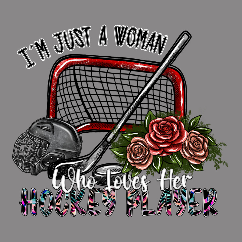 I'm Just A Woman Who Loves Her Hockey Player Vintage Tee by SublimationCraftShop | Teevron