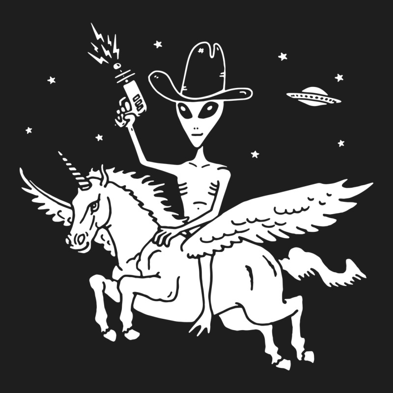 Alien Riding Unicorn  Cool Ufo Cowboy Classic Tee by artisFamous | Teevron