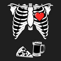 Dad Skeleton Halloween Beer Pizza Classic Tee | Teevron
