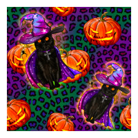 witchy cat and pumpkins seamless paternal | Teevron