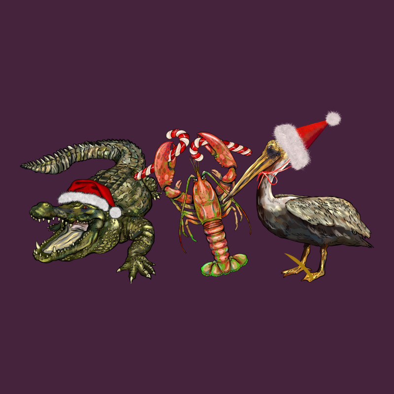 Christmas Alligator Pelican Crawfish Long Sleeve Tee by BarkalooDesign | Teevron