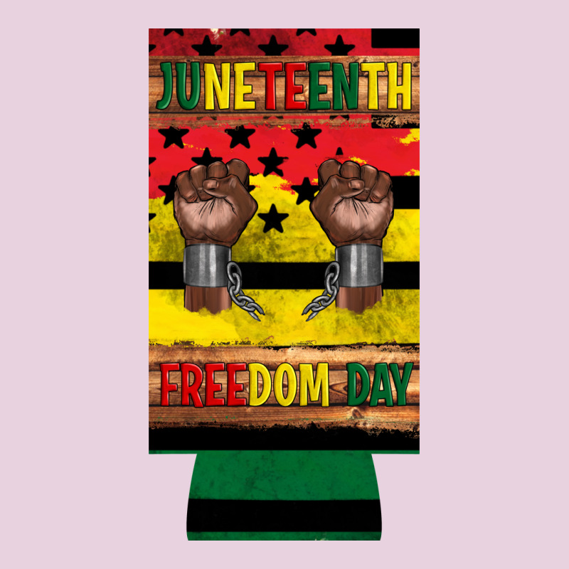 Juneteenth Freedom Day 12 Oz Can Cooler (slim) 2 Ladies Tee by Artiststas | Teevron