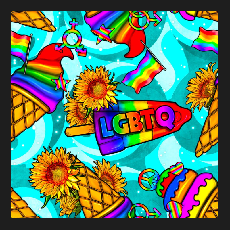 Pride Lgbtq Ice Cream And Sunflowers Seamless Classic Tee by BundleAndBundleShop | Teevron