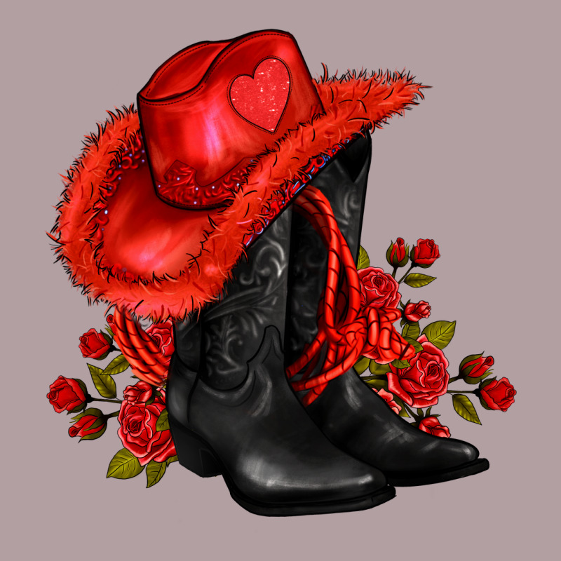 Valentines Day Cowboy Boots Red  And Roses Vintage Hoodie by AdoDesignShop | Teevron