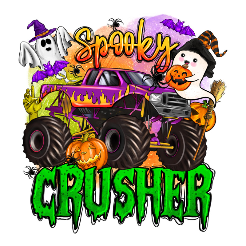 Spooky Crusher Monster Truck Long Sleeve Tee by BarkalooDesign | Teevron