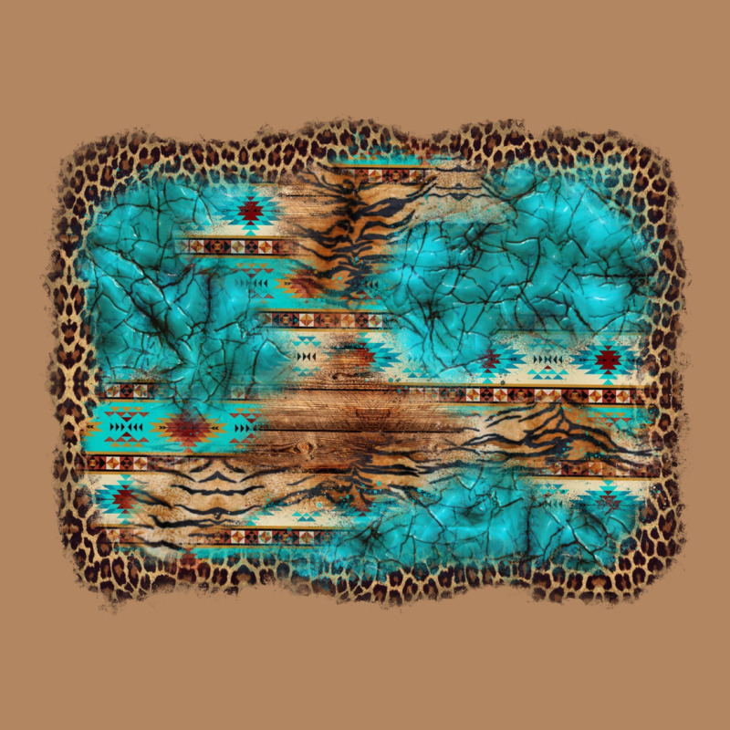 Western Turquoise Stone Aztec Tiger Pattern Background Long Sleeve Tee by Artiststas | Teevron