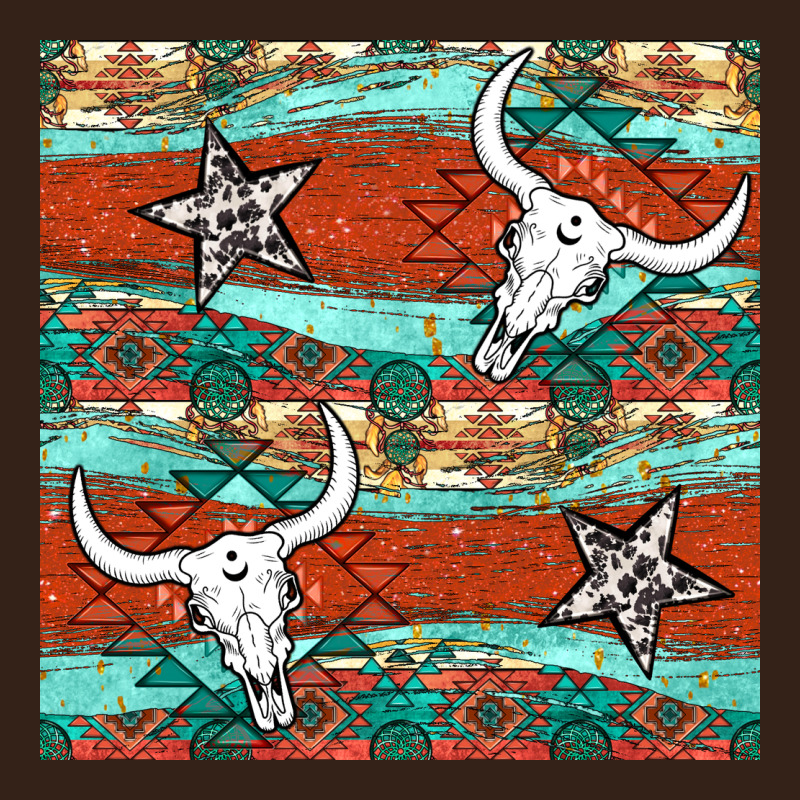 Western Aztec Bull Skull Stars Seamless Pattern Heavy Core Tee by BundleAndBundleShop | Teevron