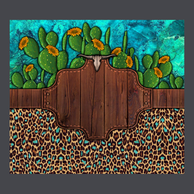 Custom Cactus And Sunflowers Leopard Turquoise Long Sleeve Tee by Artiststas | Teevron