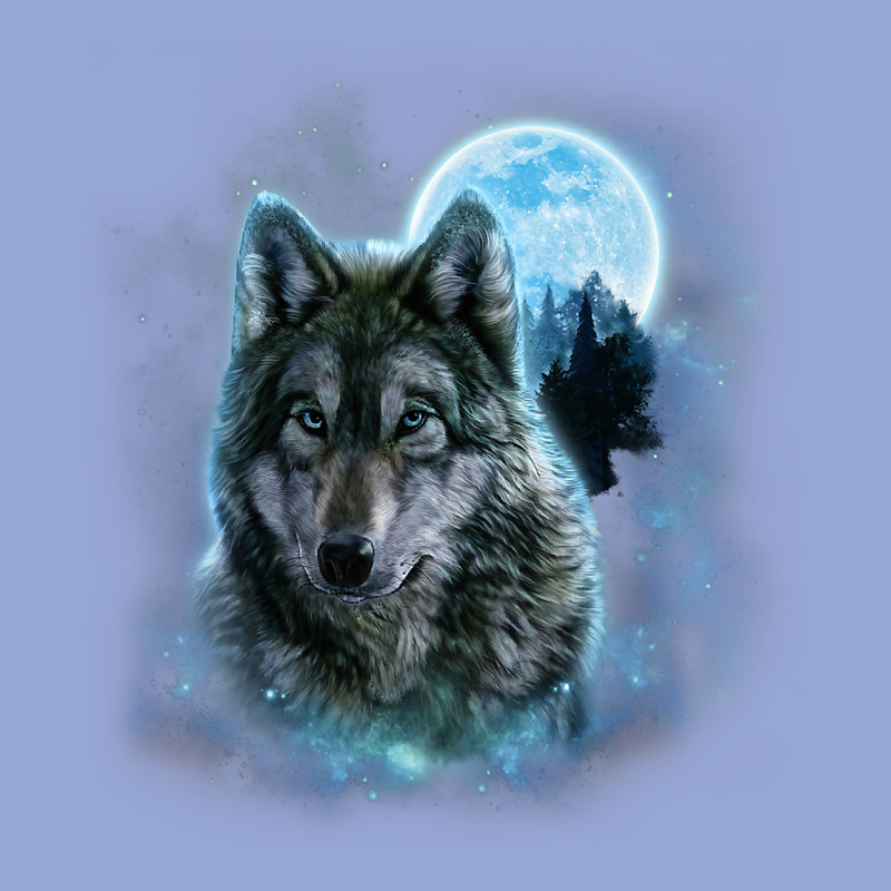 T Shirt, Grey Wolf Hunting Ground, Icy Moon, Forest, Galaxy Classic Tee by linhVisuals | Teevron