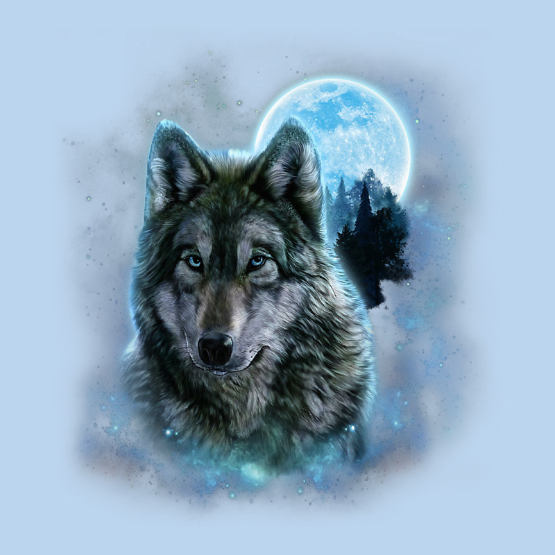 T Shirt, Grey Wolf Hunting Ground, Icy Moon, Forest, Galaxy Classic Tee by linhVisuals | Teevron