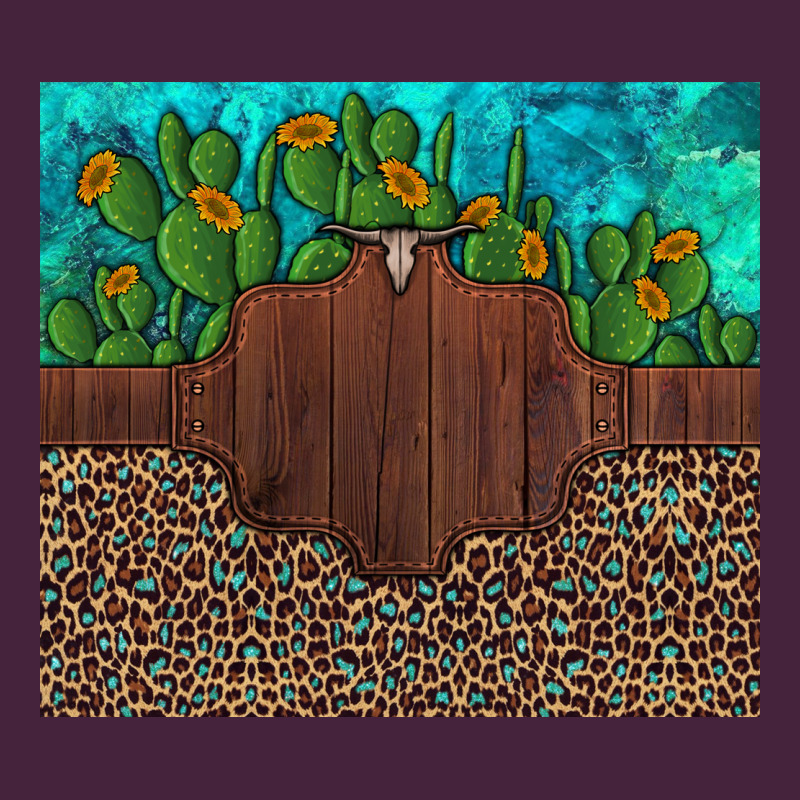 Custom Cactus And Sunflowers Leopard Turquoise Long Sleeve Tee by Artiststas | Teevron