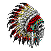 Native American Indian Chief Skull Motorcycle Headdress  T Shirt Classic Tee | Teevron