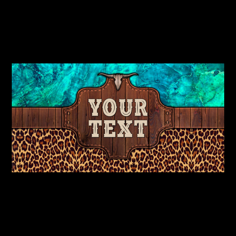 Preview Custom Name Turquoise Stone Leopard Bull Skull License Plate Long Sleeve Tee by Artiststas | Teevron