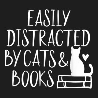 Easily Distracted By Cats And Books   Cute Book Lover T Shirt Classic Tee | Teevron