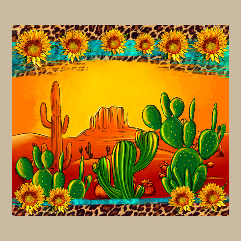 Desert Sunset With Cactus Sunflowers And Leopard Long Sleeve Tee by Artiststas | Teevron