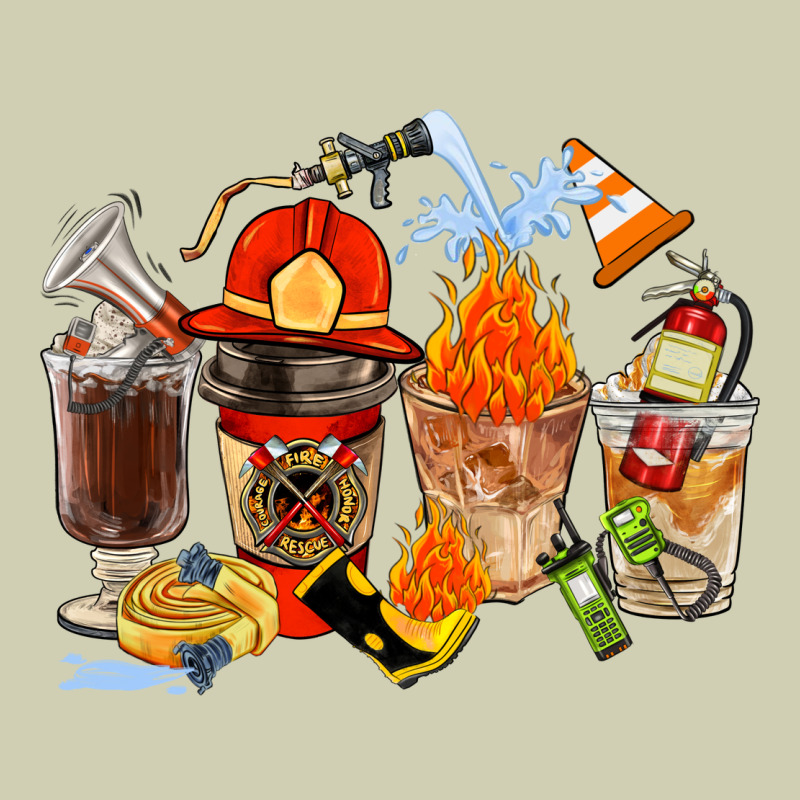 Firefighter Coffee Cups Heavy Core Tee by FaDigitalArtStudio | Teevron