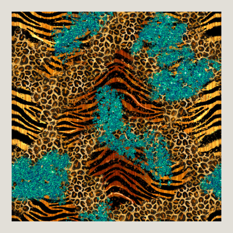 Tiger Leopard Turquoise Glitter Seamless Pattern Heavy Core Tee by BundleAndBundleShop | Teevron