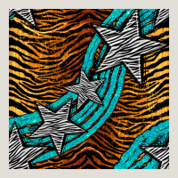 Tiger Turquoise Glitter And Stars Seamless Pattern Heavy Core Tee | Teevron