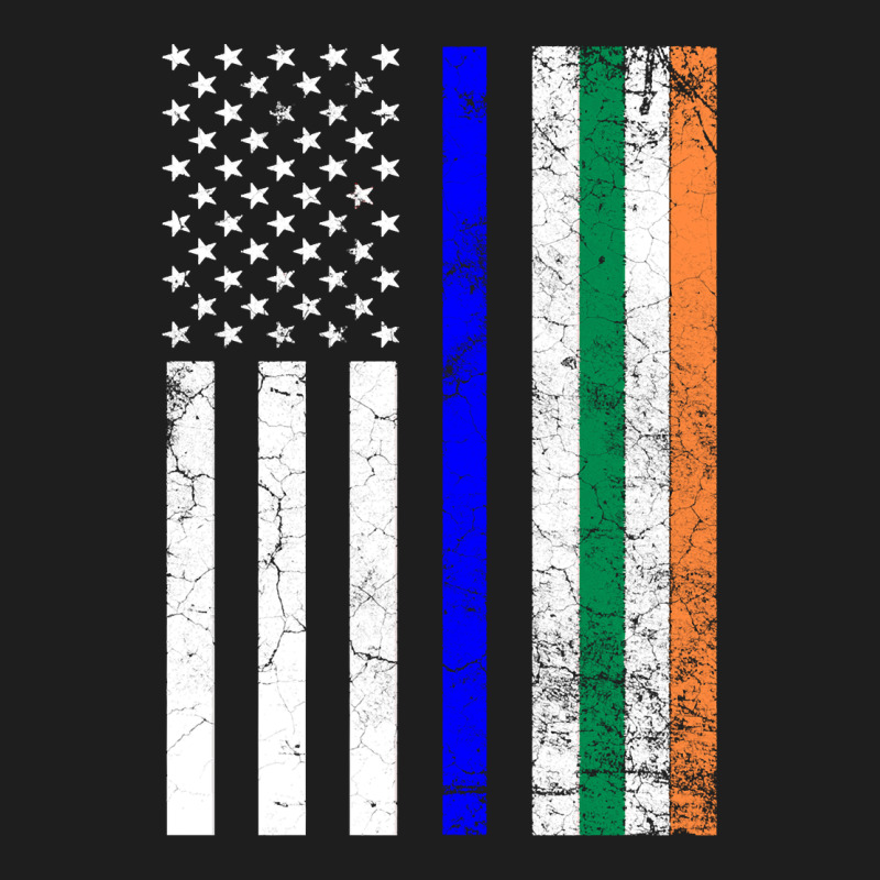 Irish American Flag Thin Blue Line Police St. Patrick's Day Long Sleev Classic Tee by linhVisuals | Teevron