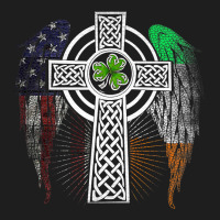Irish American Usa Flag Celtic Cross St Patrick's Day Premium T Shirt Classic Tee | Teevron