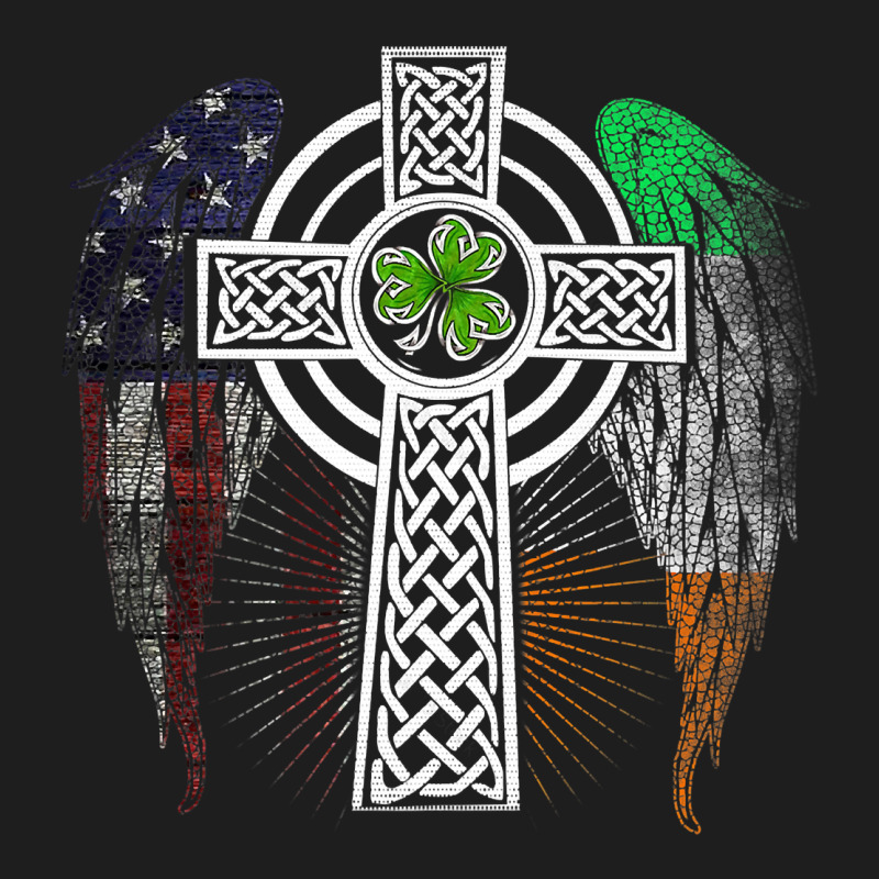 Irish American Usa Flag Celtic Cross St Patrick's Day Premium T Shirt Classic Tee by linhVisuals | Teevron