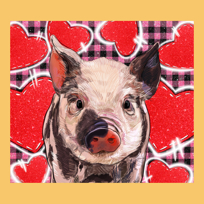 Valentine's Day Glitter Hearts Pig Vintage Hoodie by BarkalooDesign | Teevron