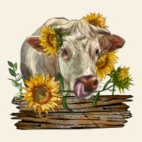 Charolais Cow With Sunflowers Vintage Tee | Teevron