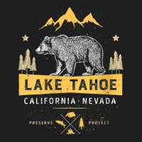 Womens Lake Tahoe National Park California Nevada Vintage Bear Men V N Classic Tee | Teevron
