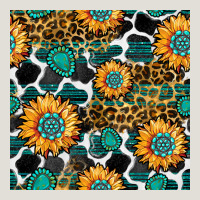 Gemstone Sunflower Leopard Seamless Pattern Heavy Core Tee | Teevron