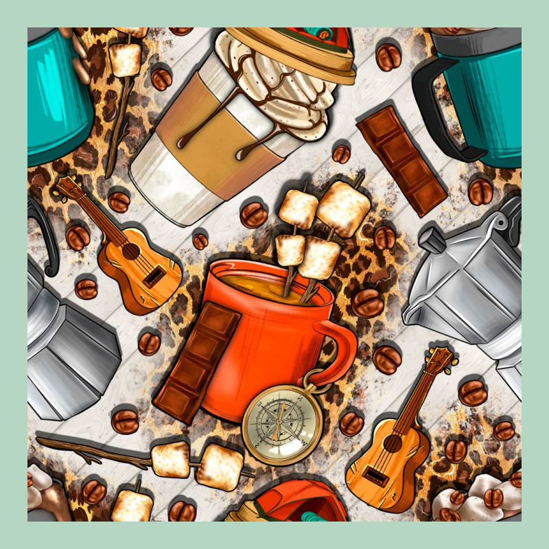 Camping Coffee Cups Marshmallow And Moka Pot With Leopard Seamless Pat Classic Tee by BundleAndBundleShop | Teevron