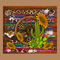 Cactus And Sunflowers With Old Wheel Serape Leopard Cowhide Background Long Sleeve Tee | Teevron