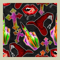 Halloween Bad Witch Seamless Pattern Heavy Core Tee | Teevron