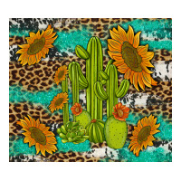 cactus and sunflowers turquoise leopard cowhide | Teevron