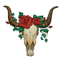bull skull with roses | Teevron